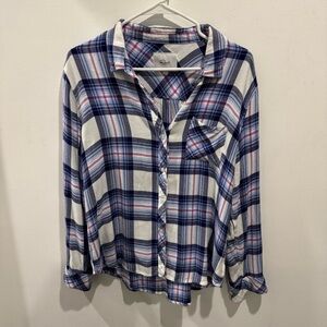 Rails Navy and White Checkered Shirt